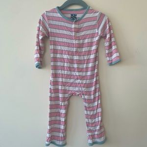 Kickee Pants coverall striped pajamas size 12-18m